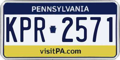 PA license plate KPR2571