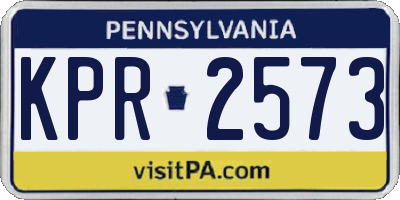 PA license plate KPR2573