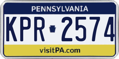 PA license plate KPR2574