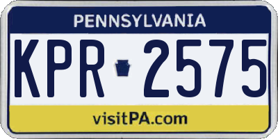 PA license plate KPR2575