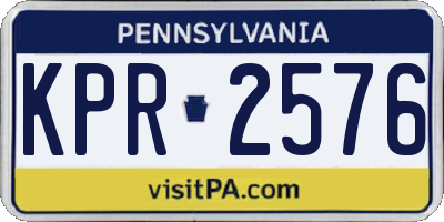 PA license plate KPR2576