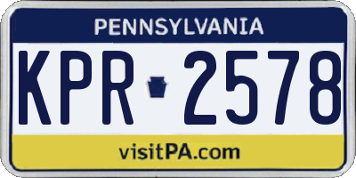 PA license plate KPR2578