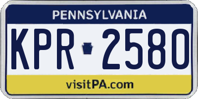 PA license plate KPR2580