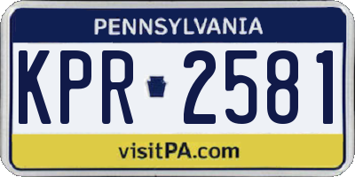PA license plate KPR2581