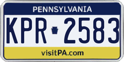 PA license plate KPR2583