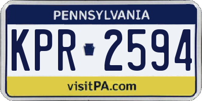 PA license plate KPR2594