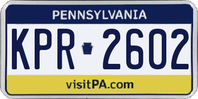 PA license plate KPR2602