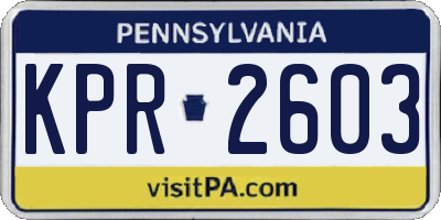 PA license plate KPR2603