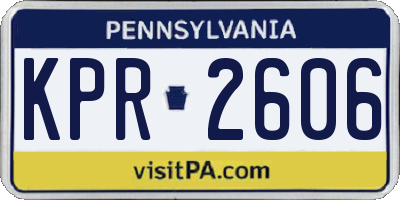 PA license plate KPR2606