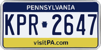 PA license plate KPR2647