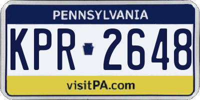 PA license plate KPR2648
