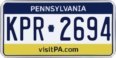 PA license plate KPR2694