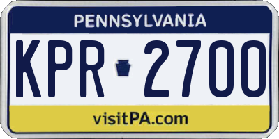 PA license plate KPR2700