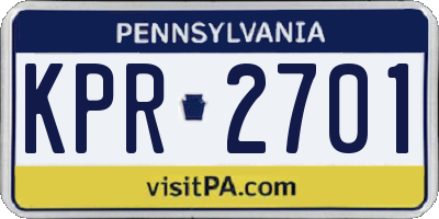 PA license plate KPR2701