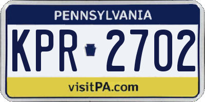 PA license plate KPR2702
