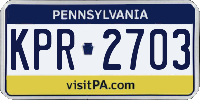 PA license plate KPR2703