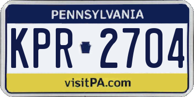 PA license plate KPR2704