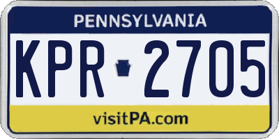 PA license plate KPR2705