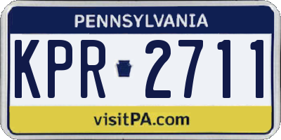 PA license plate KPR2711