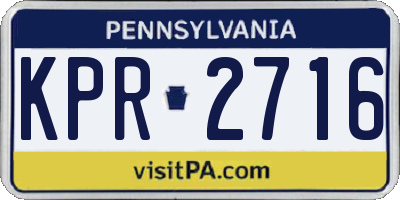 PA license plate KPR2716
