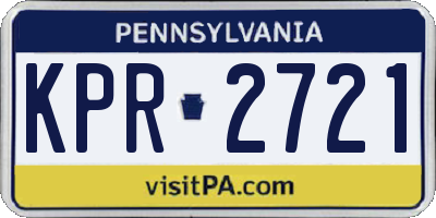 PA license plate KPR2721