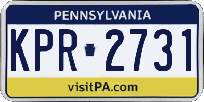 PA license plate KPR2731