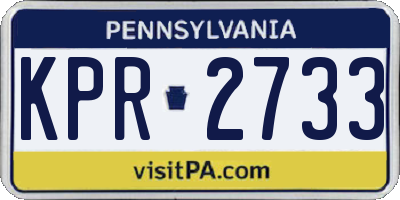 PA license plate KPR2733