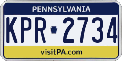 PA license plate KPR2734
