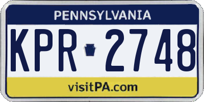 PA license plate KPR2748