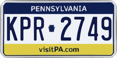 PA license plate KPR2749