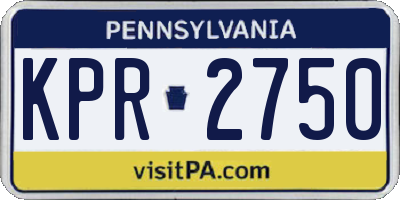 PA license plate KPR2750