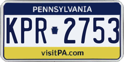 PA license plate KPR2753