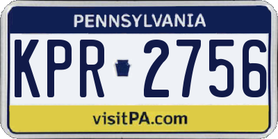 PA license plate KPR2756