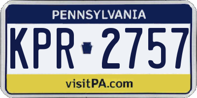 PA license plate KPR2757
