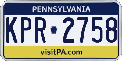 PA license plate KPR2758