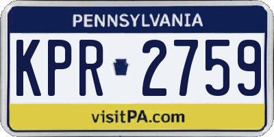 PA license plate KPR2759