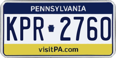 PA license plate KPR2760
