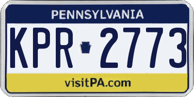 PA license plate KPR2773