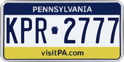 PA license plate KPR2777
