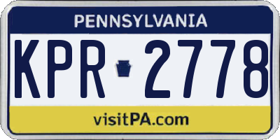 PA license plate KPR2778