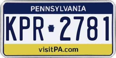 PA license plate KPR2781