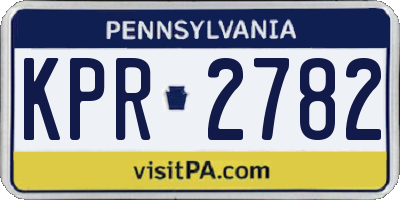 PA license plate KPR2782