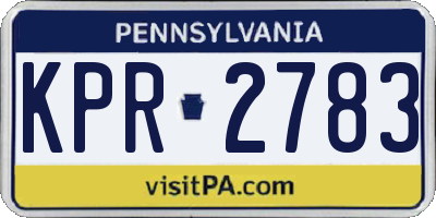 PA license plate KPR2783
