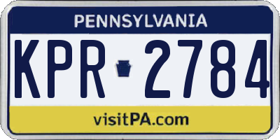 PA license plate KPR2784