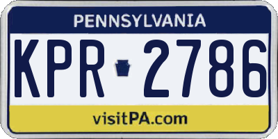 PA license plate KPR2786