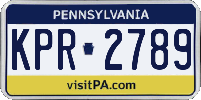 PA license plate KPR2789