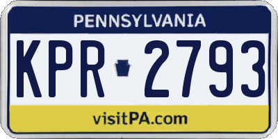 PA license plate KPR2793