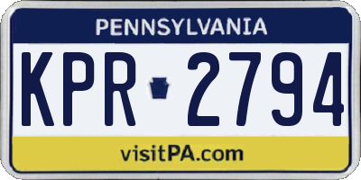 PA license plate KPR2794