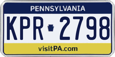 PA license plate KPR2798