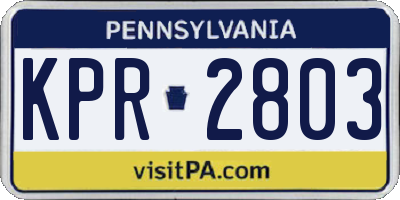 PA license plate KPR2803